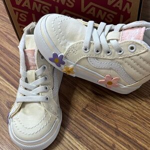 Vans Toddler Cream and Pink High-Top Sneakers